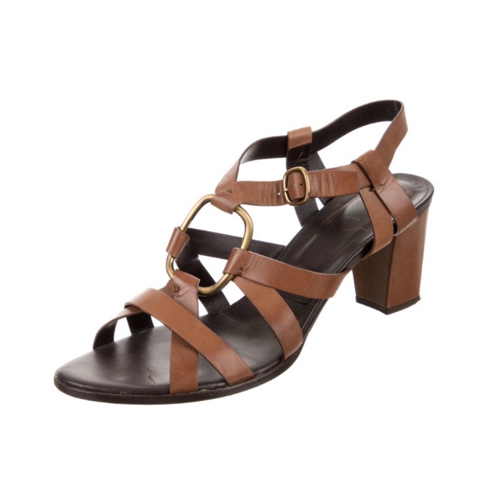 Roger Vivier strappy leather brass sandal 40